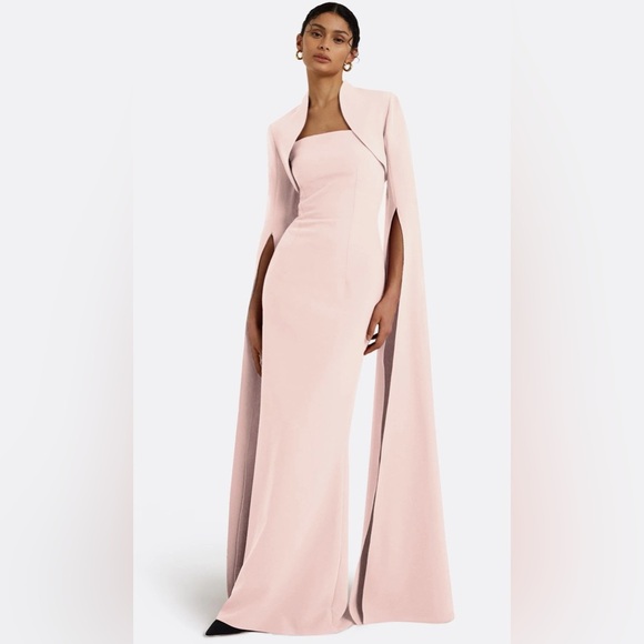 SAFIYAA Amari Crepe Bolero With Floor Length Sleeves Pale Pink Size US 4 NWT - Picture 1 of 14